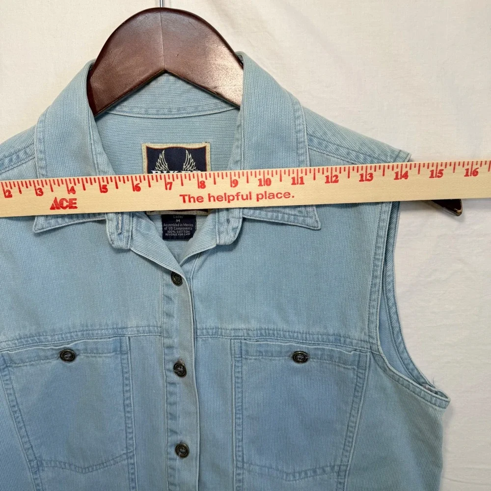 Y2K Harley Davidson Denim Vest Biker Blues Womens M Sleeveless Button Shirt